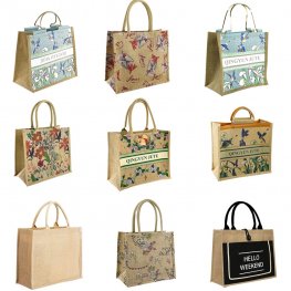 Custom natural jute shopping tote bags