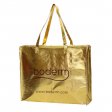 Custom non woven gold reusable tote bag with zipper