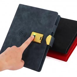 Custom logo smart notebook with fingerprint & charge bank