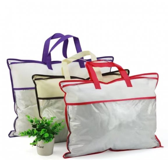 Custom non woven pillow bag with clear PVC window