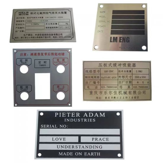 Custom aluminum nameplate stickers