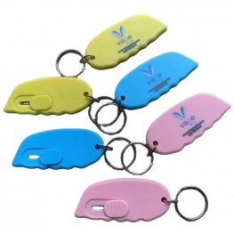 Custom mini plastic envelope knife cutter keychains