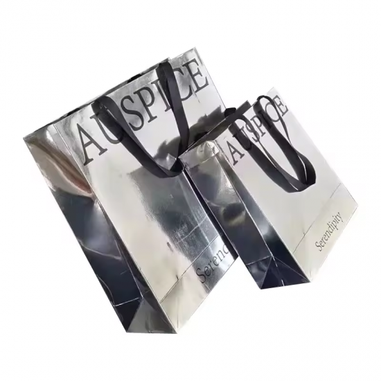 Custom print luxury silver paper gift bags